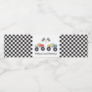 Monster Truck Party Waterfles Etiket