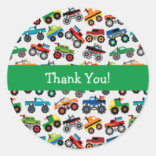 Monster Truck Pattern Classic Round Sticker