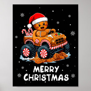 Monster Truck Peperkoek Man Grappig Prettig Kerstm Poster