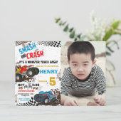 Monster Truck photo Anniversaire Fête Invitation (Debout devant)