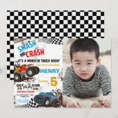 Monster Truck photo Anniversaire Fête Invitation (Devant / Derrière)