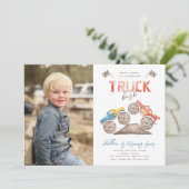 Monster Truck Photo Anniversaire Invitation (Debout devant)
