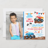 Monster Truck Photo Invitations de fête d'annivers (Devant)