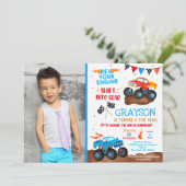 Monster Truck Photo Invitations de fête d'annivers (Debout devant)