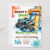 Monster Truck Pool Party Anniversaire Invitation (Devant)