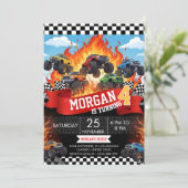 Monster Truck Racing Birthday Invitation (Debout devant)