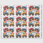 Monster Truck Rainbow Boy Verjaardag Bash Cadeaupapier (Vlak)