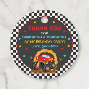 Monster Truck Rally Birthday Party Decoration Bedankjes Labels