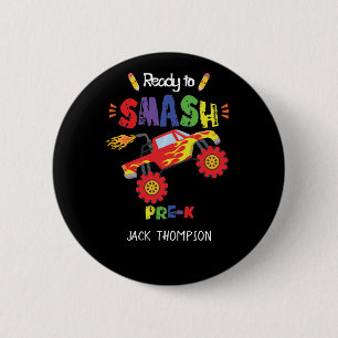 Monster Truck Ready to Smash Pre-K First Day Ronde Button 5,7 Cm