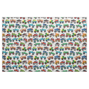 Monster Truck Repat Fabric Textile Stof