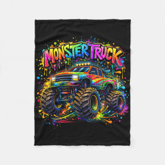 Monster truck retro colorful graffiti toddlers fleece deken