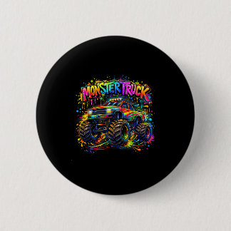 Monster truck retro colorful graffiti toddlers ronde button 5,7 cm
