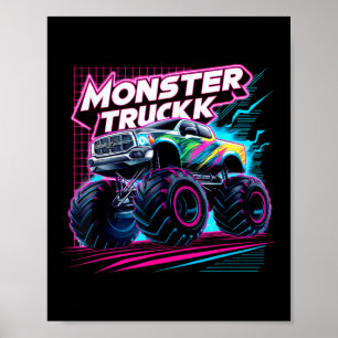 Monster Truck Retro Kleurrijke Peuters Boys Kinder Poster