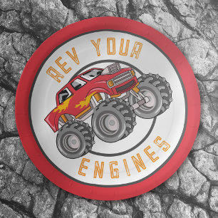 Monster Truck Rev Your Engines Birthday Party Papieren Bordje