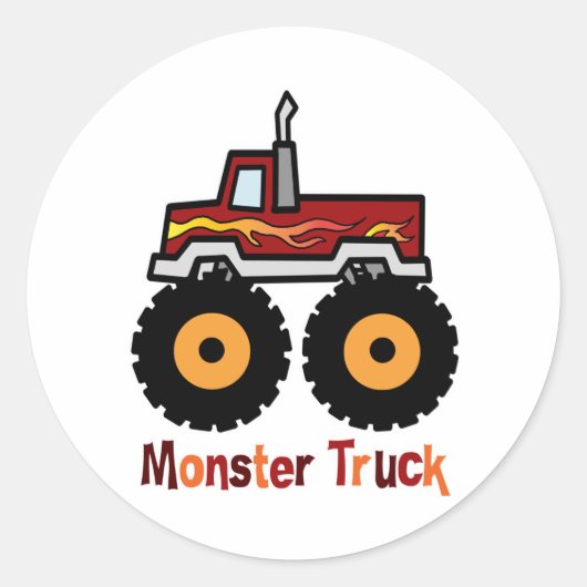 Monster Truck Ronde Sticker (Voorkant)