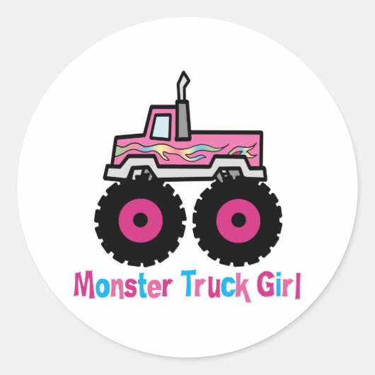 Monster Truck Ronde Sticker (Voorkant)