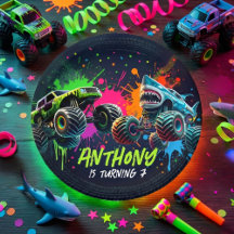 Monster Truck Shark Birthday Paper Plates