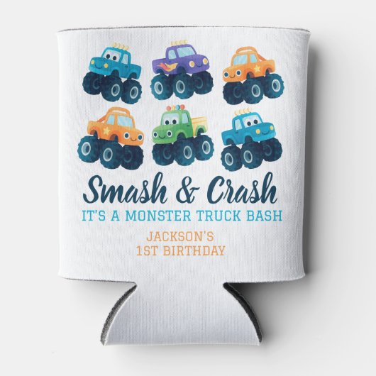 Monster Truck Smash en Crash Verjaardag Blikjeskoeler (Voorkant)