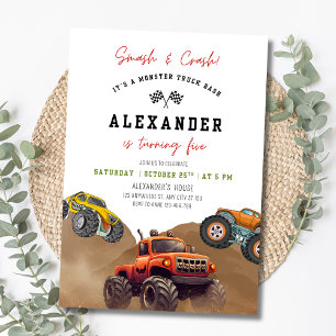 Monster Truck Smash Verjaardag Racen Auto Jongens  Kaart