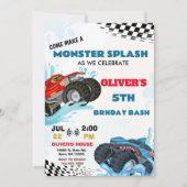 Monster Truck Splash Verjaardagsfeestje  Kaart (Voorkant)