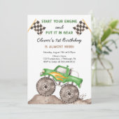 Monster Truck, Start Your Engine Boys 1st Birthday Kaart (Staand voorkant)