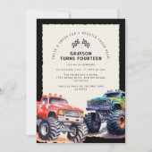 Monster Truck Thème Anniversaire Fête Invitation (Devant)