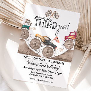 Monster Truck THIRD Gear 3e verjaardag kinderen Kaart