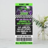 Monster Truck Ticket Invitation Kaart (Staand voorkant)