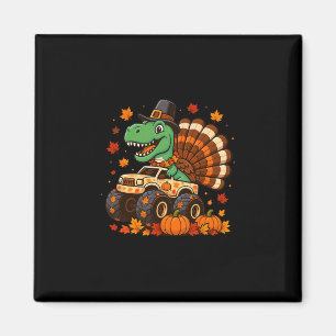 Monster Truck Trex Dinosaur Kalkoen Herfst Thanksg Magneet