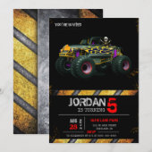 Monster Truck uitnodiging (Voorkant / Achterkant)