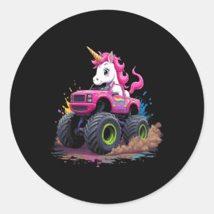 Monster Truck Unicorn Birthday Party Monster Truck Ronde Sticker