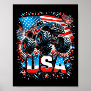 Monster Truck Usa Amerikaanse Vlag 4 juli Poster
