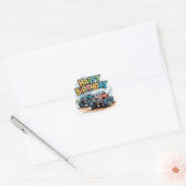 Monster Truck Verjaardag Bash Waterverf Art Vierkante Sticker (Envelop)