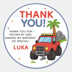 Monster Truck Verjaardag Bedankt Ronde Sticker