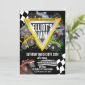 Monster Truck Verjaardag Racing Uitnodiging (Staand voorkant)