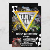 Monster Truck Verjaardag Racing Uitnodiging (Voorkant / Achterkant)