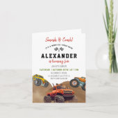 Monster Truck Verjaardag Uitnodiging, Smash en Cra (Voorkant)