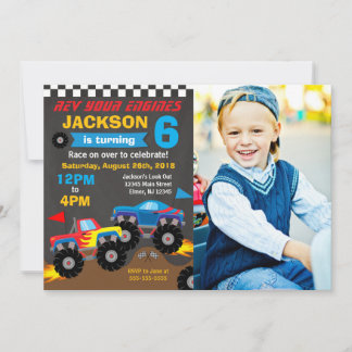 Monster Truck Verjaardagsfeest Foto Kaart