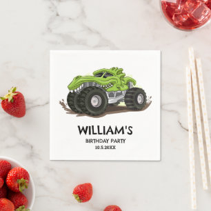 Monster Truck Verjaardagsfeestje Minimaal Jongens  Servet