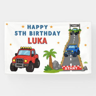 Monster Truck Verjaardagsfeestje Spandoek