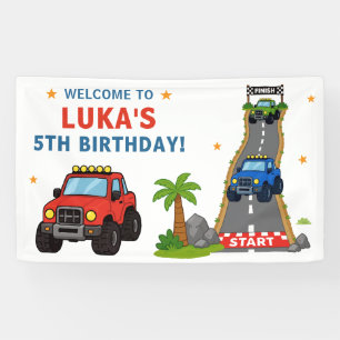 Monster Truck Verjaardagsfeestje Spandoek