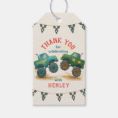 Monster Truck Waterverf Kids Verjaardagsfeest Cadeaulabel (Voorkant)