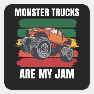 Monster Trucks Are My Jam Big Wheels Vierkante Sticker