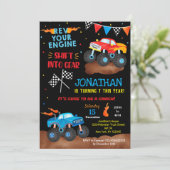 Monster Trucks Birthday Invitations for boy Trucks Kaart (Staand voorkant)