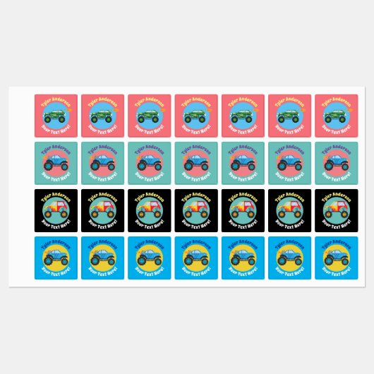 Monster Trucks, DIY Name & Message Labels (Vel)