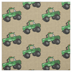Monster Trucks Green Stof