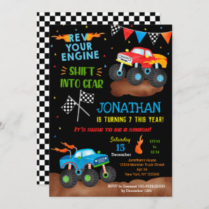 Monster Trucks Invitations d'anniversaire pour gar
