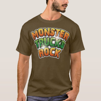 Monster Trucks Rock - Green and Oranje Rock Text T-shirt