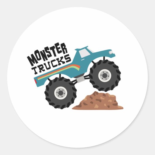 Monster Trucks Ronde Sticker (Voorkant)