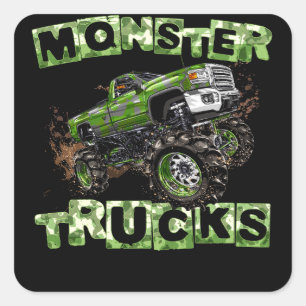 Monster Trucks T Funny Camouflage Birthday Gift Vierkante Sticker